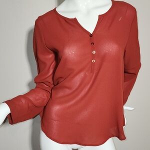 Mine Rust Button-Front Blouse